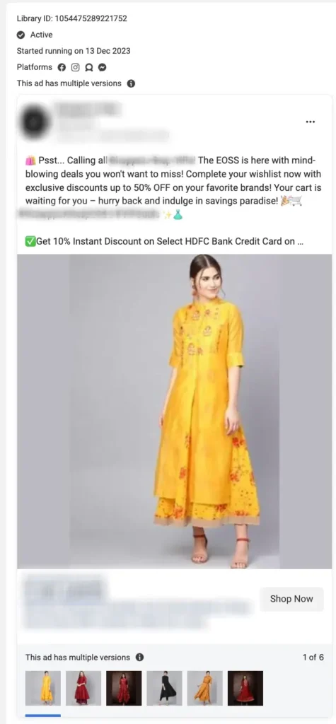 Facebook Ads Library Apparels 1